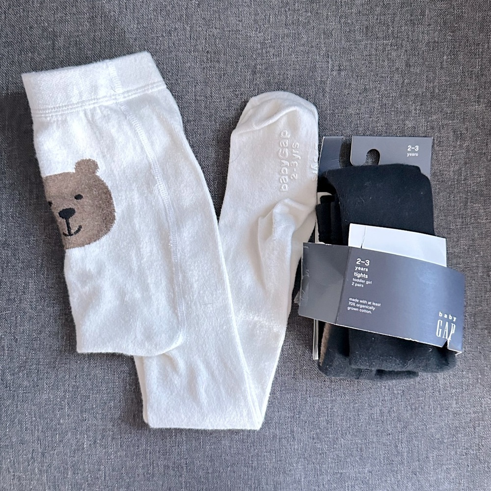 NWOT Baby Gap toddler Bear tights size 2-3 - Picture 1 of 3